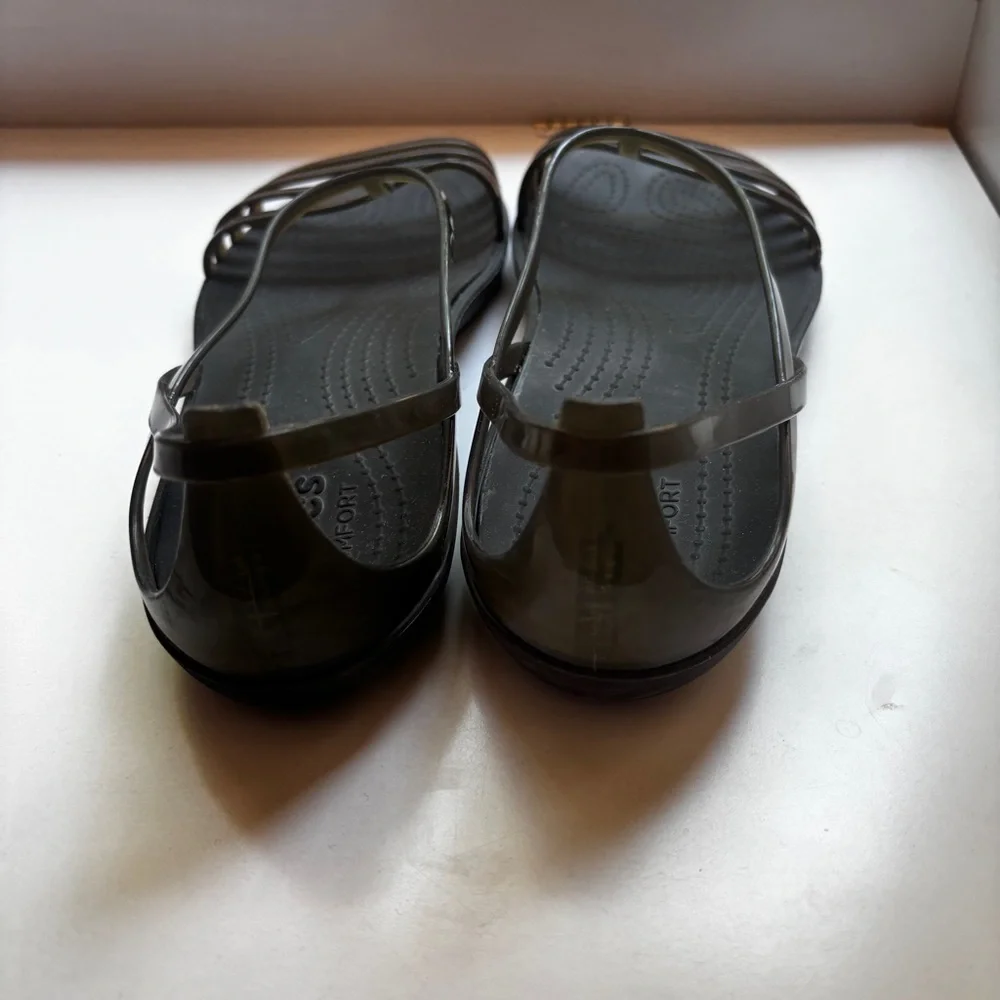 CROCS Isabella Strappy Women's Size 10 Black Jelly Strap Sandals Shoes Slip Ons - Picture 4 of 5